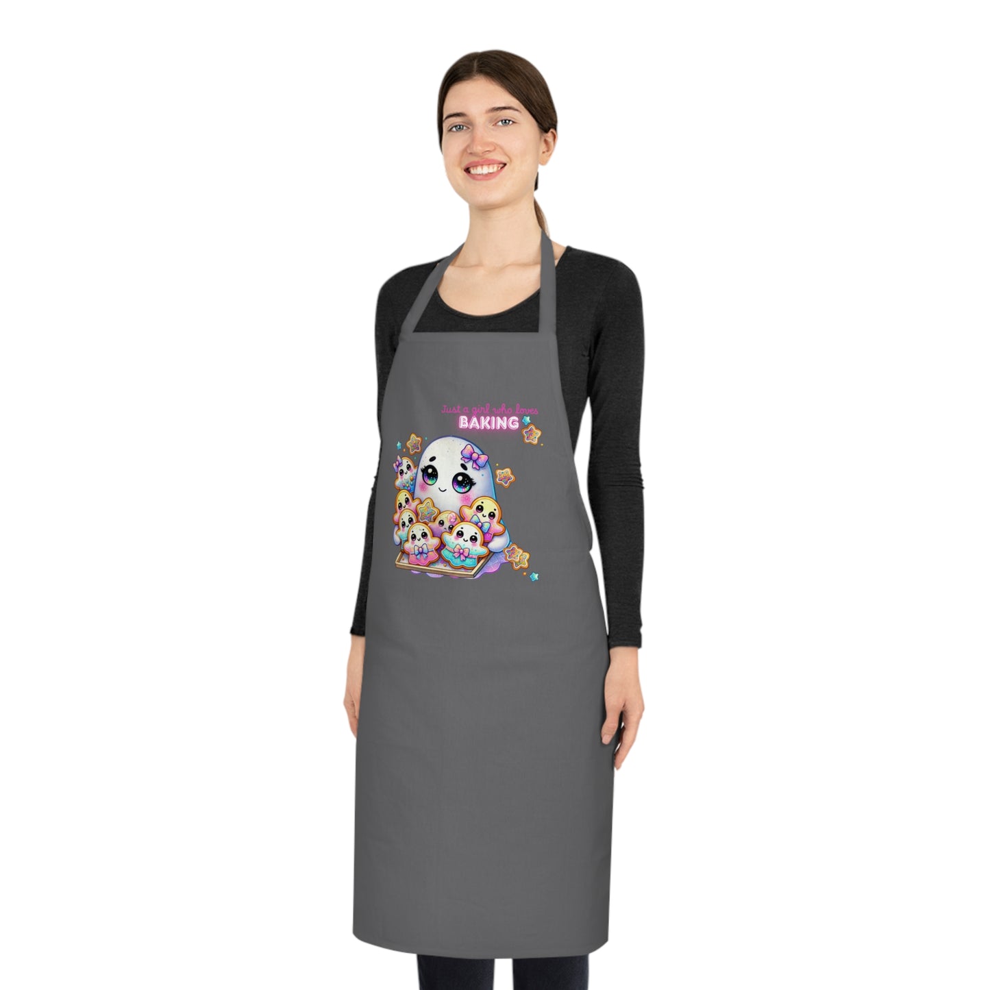 Cotton Apron - Cute Ghost Baking Cookies Just a Girl Design